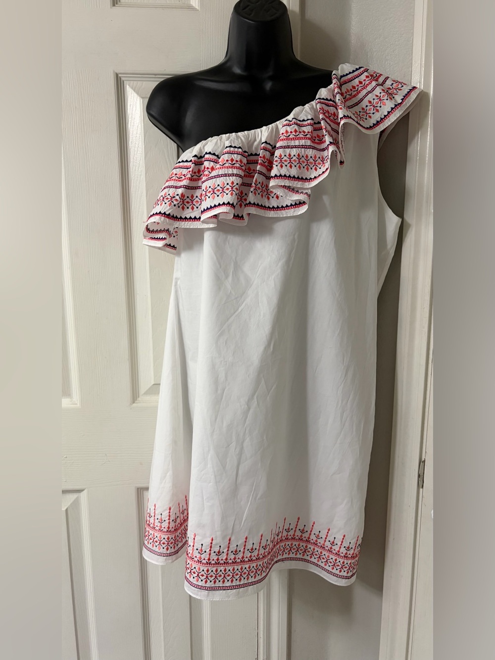 Parker Katrina One Shoulder Dress With Cascading Ruffle Neckline Size Large